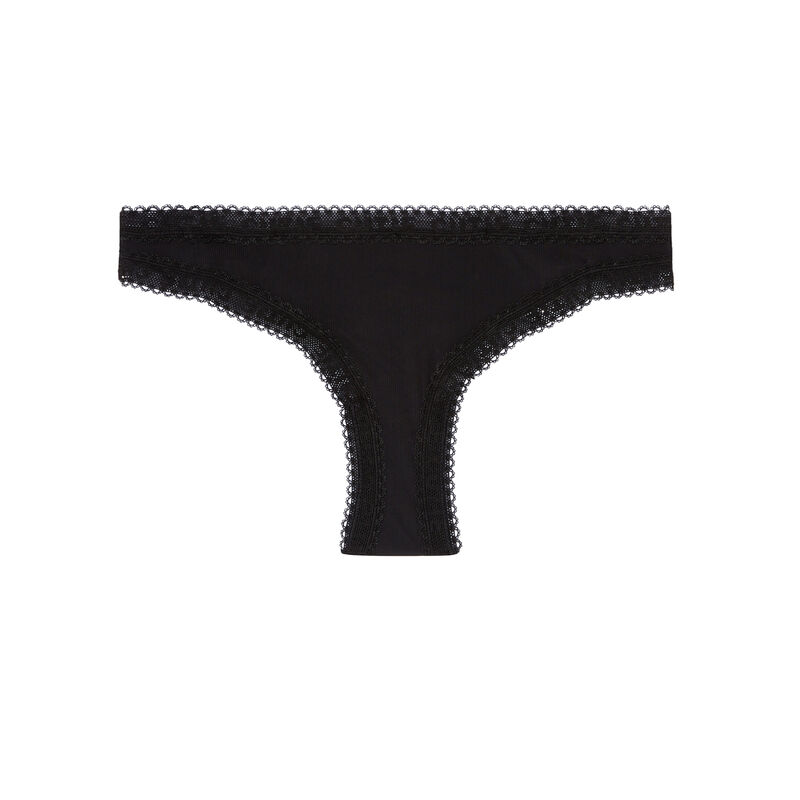 Braguita de microfibra con detalles de encaje - negra Braguita de microfibra con detalles de encaje - negra;