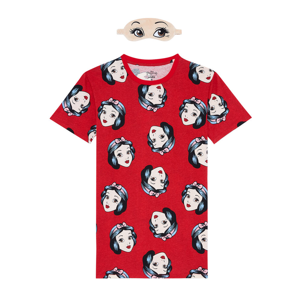 Juego de pijama camiseta larga y antifaz blancanieves - rojo rojo.
