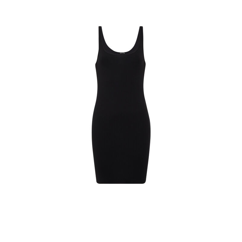 Vestido liso con forma de camiseta sin mangas - negra Vestido liso con forma de camiseta sin mangas - negra;