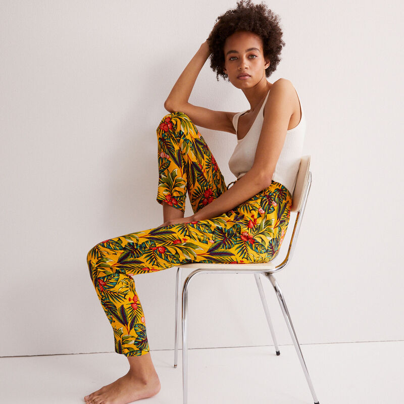 Pantalón con motivos tropicales - negro Pantalón con motivos tropicales - negro;