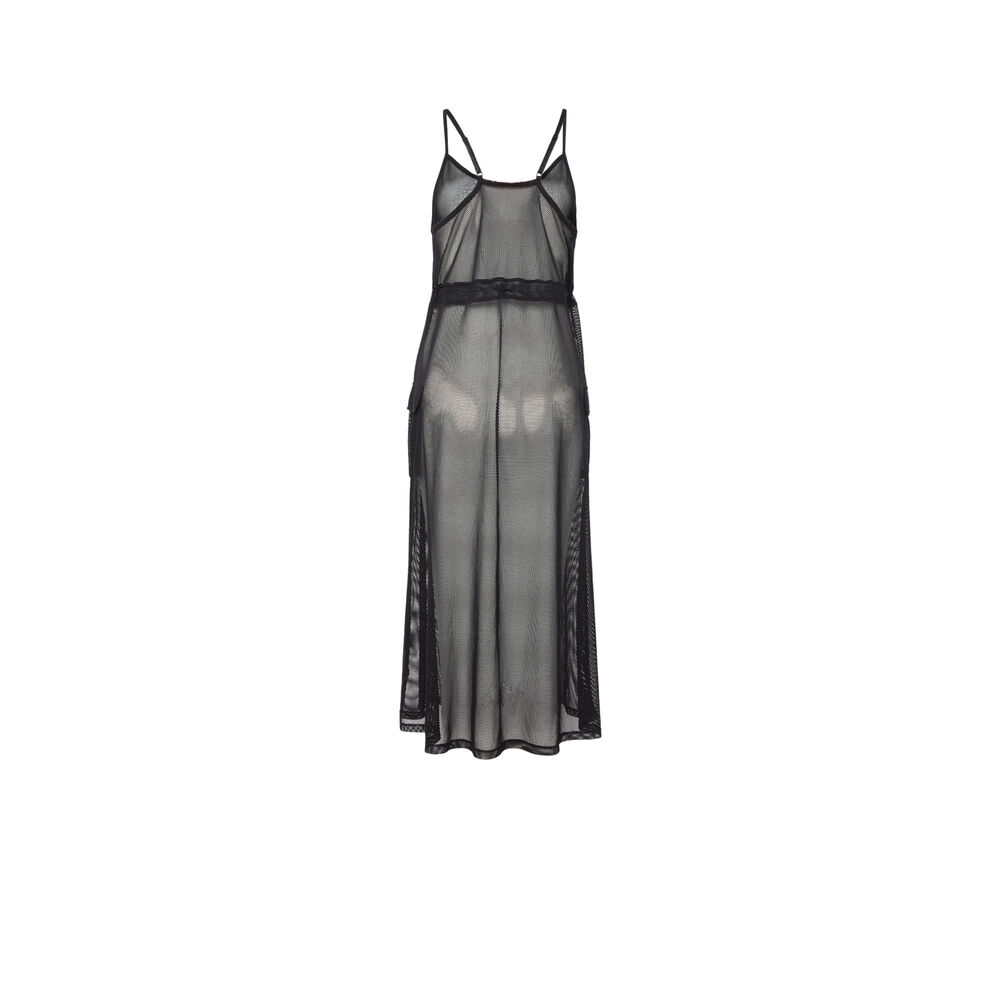 Vestido de tul transparente con detalle elástico - negro negro.