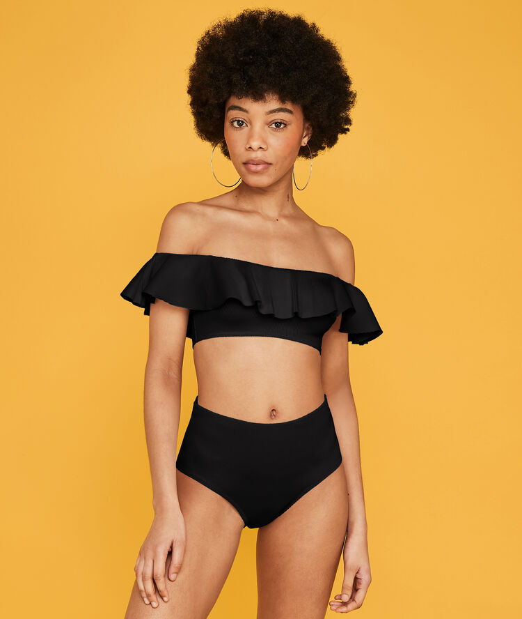 Top de bikni de hombros descubiertos sabliz, negro noir.