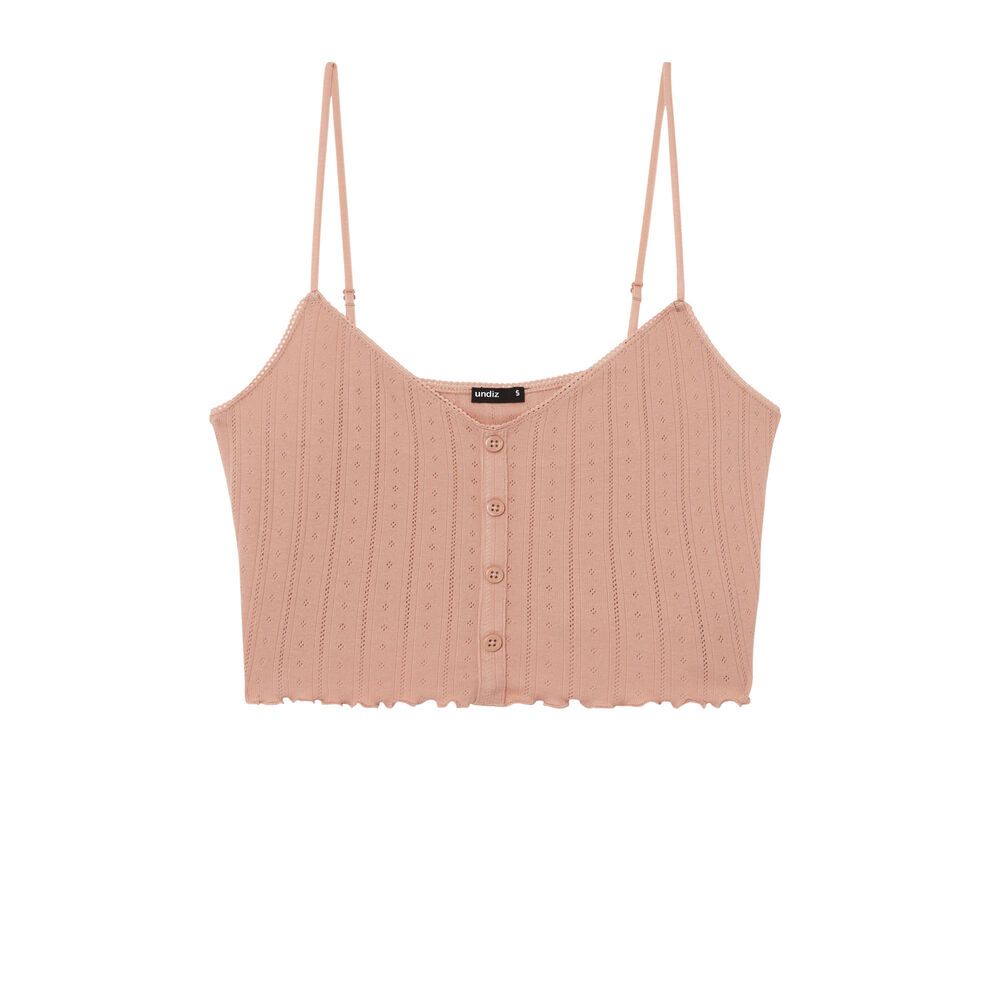 Camiseta lisa de punto con puntitos - beige nude beige.