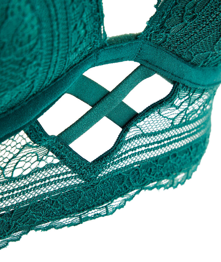 Sujetador en v push-up con encaje everydayiz verde.