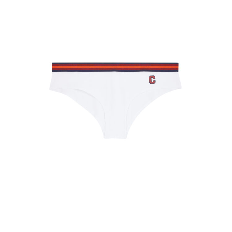 Braguita culotte de algodón con mensaje brassiereiz blanco.