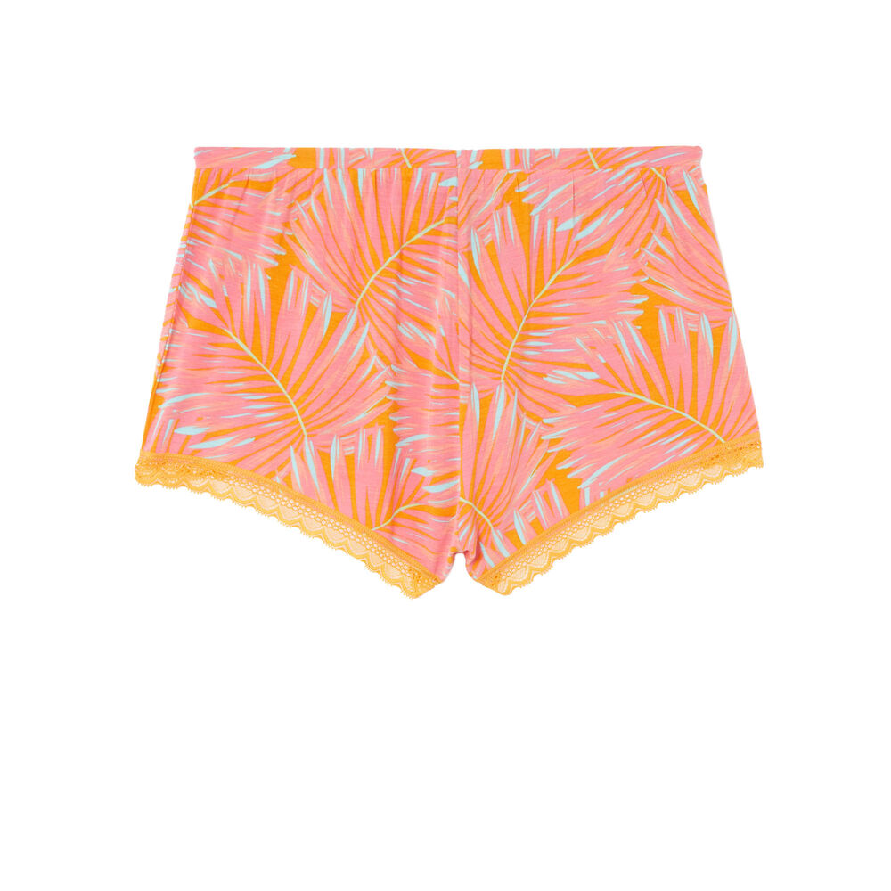 Shorts con estampado tropical de punto - mango naranja.