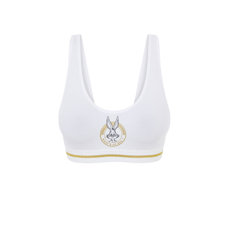 Sujetador sin aros con estampado de bugs bunny bunblutiz blanco.
