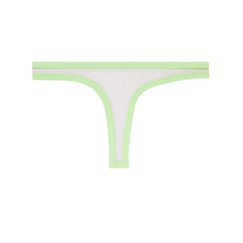 Tanga con corte de rejilla transparente - verde verde.