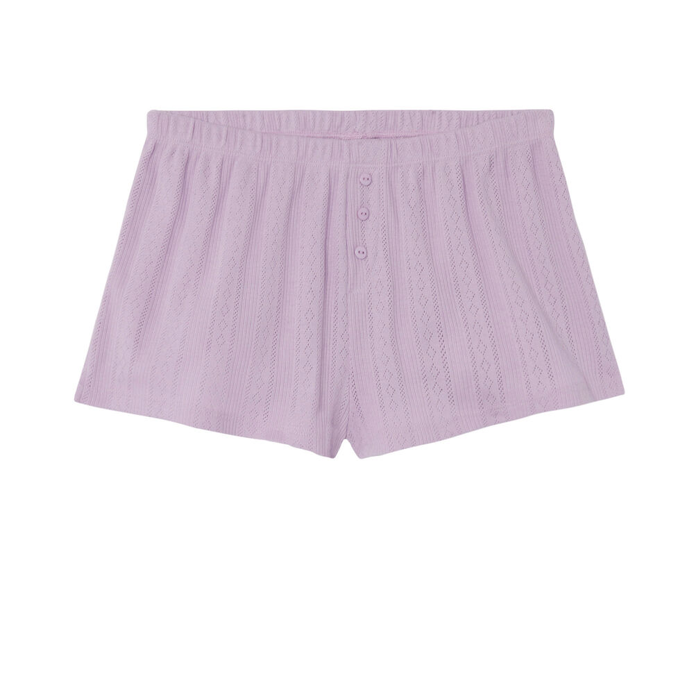 Shorts lisos de punto con puntitos - lila morado.