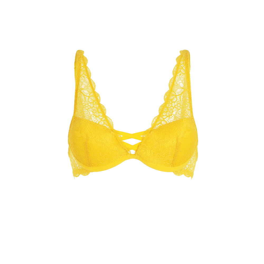 Sujetador push-up pañuelo de encaje - amarillo amarillo.