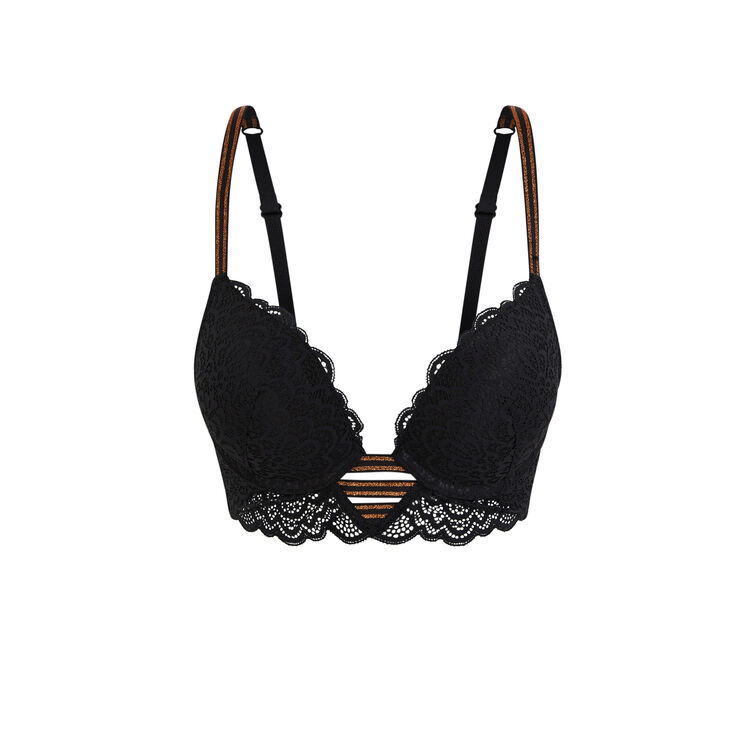 Sujetador corpiño push en v negro lurexbandiz negro.