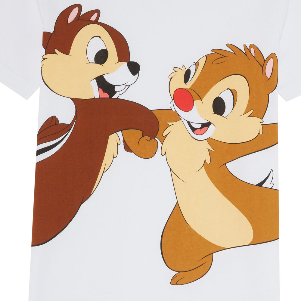 Camiseta larga con estampado chip y chop - blanca blanco.