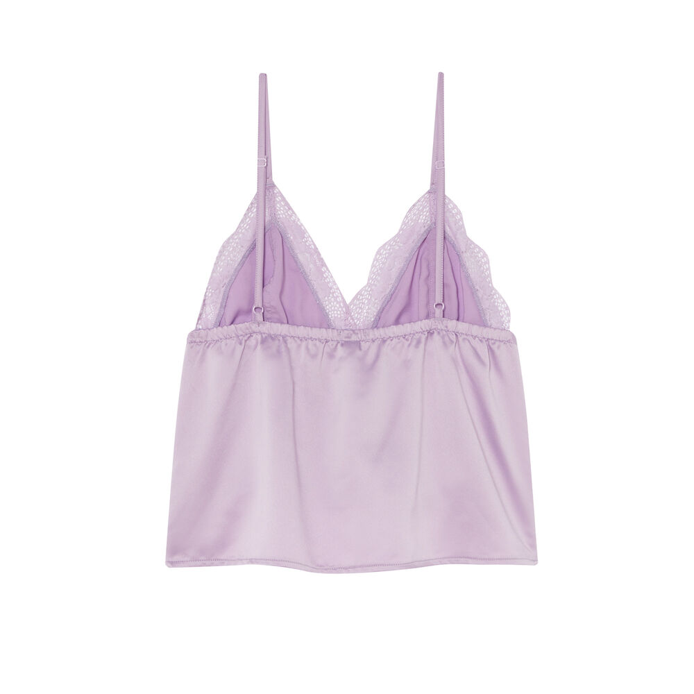 Top satinado y bordes de encaje - lila morado.
