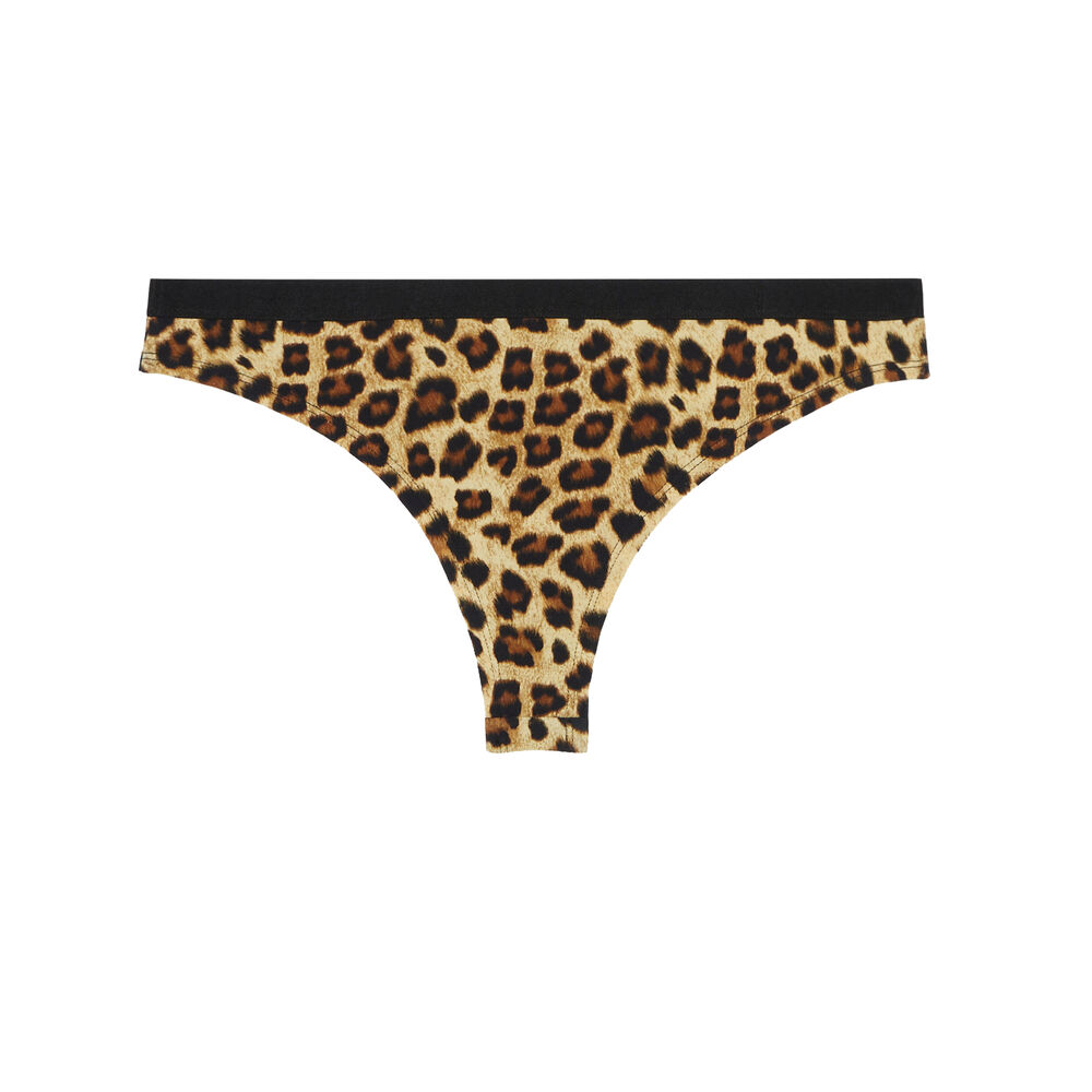 Braguita brasileña con estampado de leopardo - negra negro.