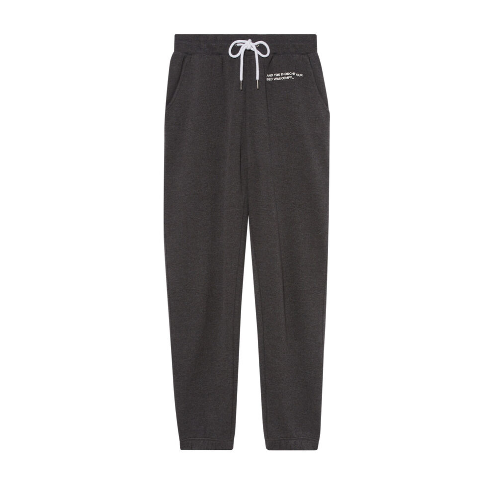Pantalón fruncido en la cintura y tobillo con mensaje - gris gris.