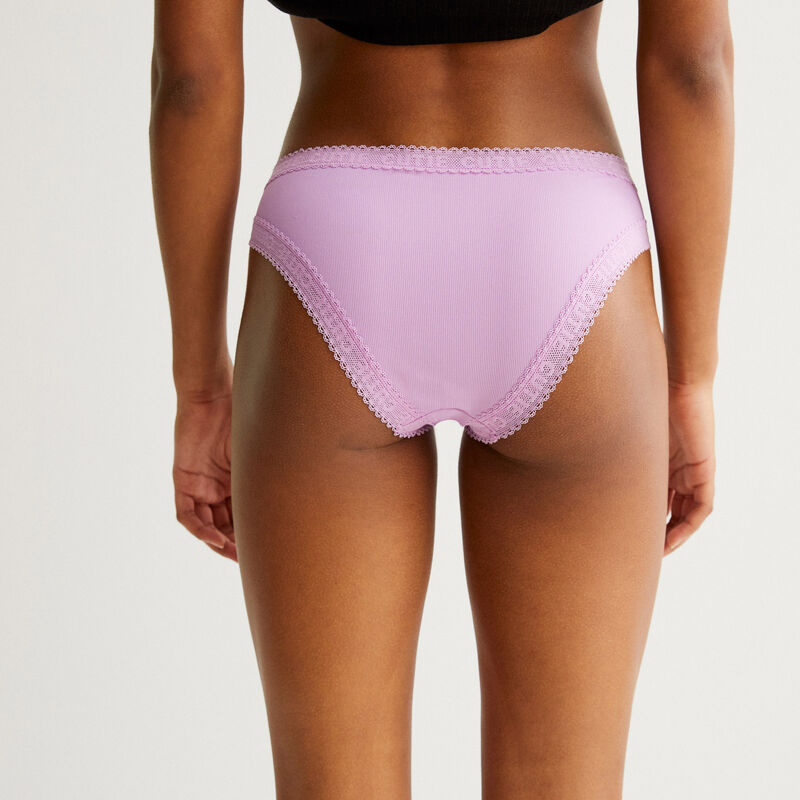 Braguita de microfibra con detalle de encaje - morado Braguita de microfibra con detalle de encaje - morado;
