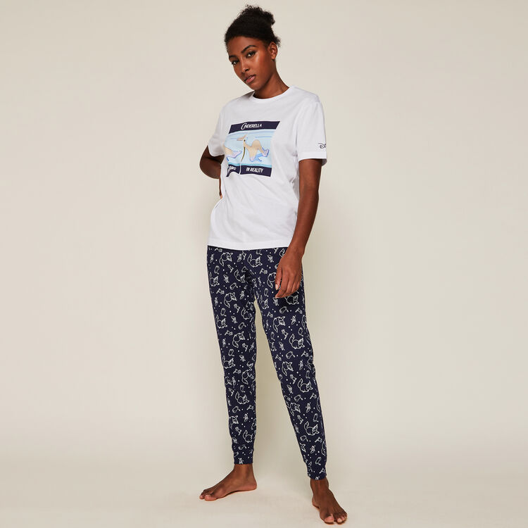 Pantalón con dibujo con la licencia de cenicienta azul marino.