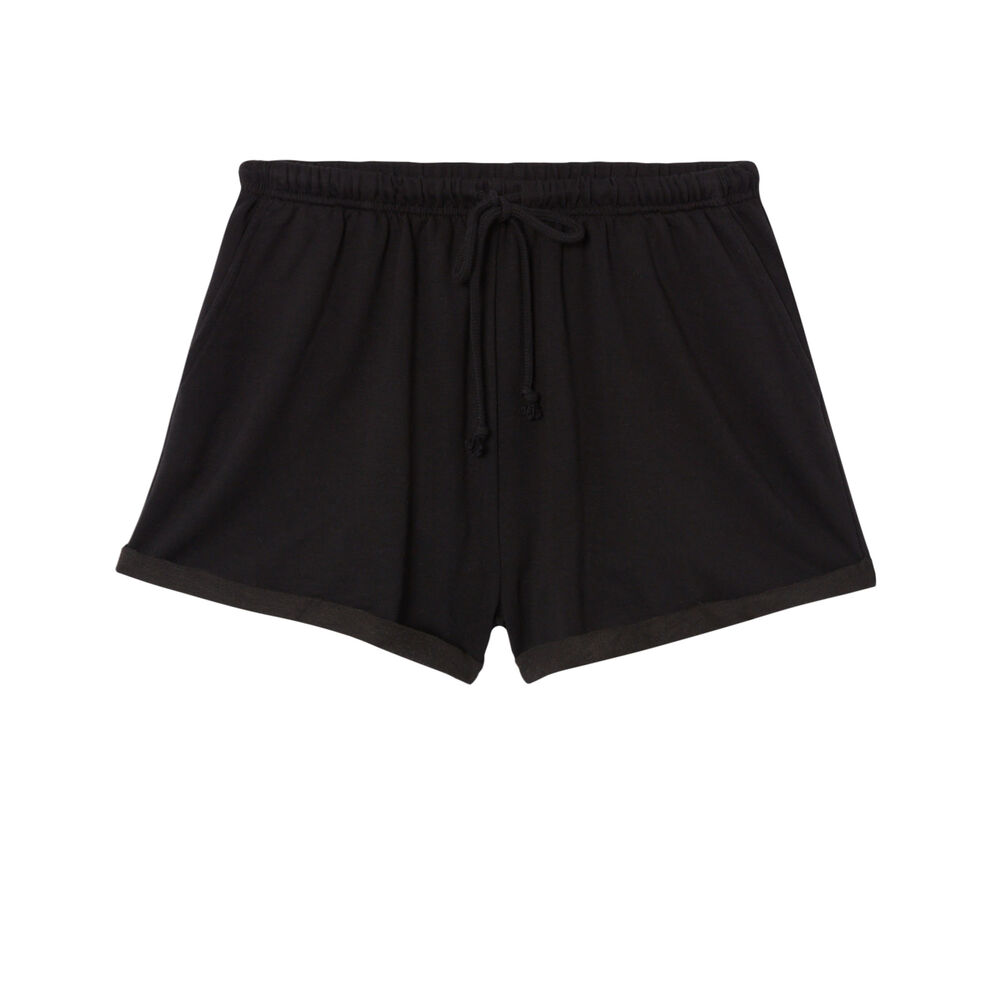 Shorts lisos con detalle de cordón - negro negro.