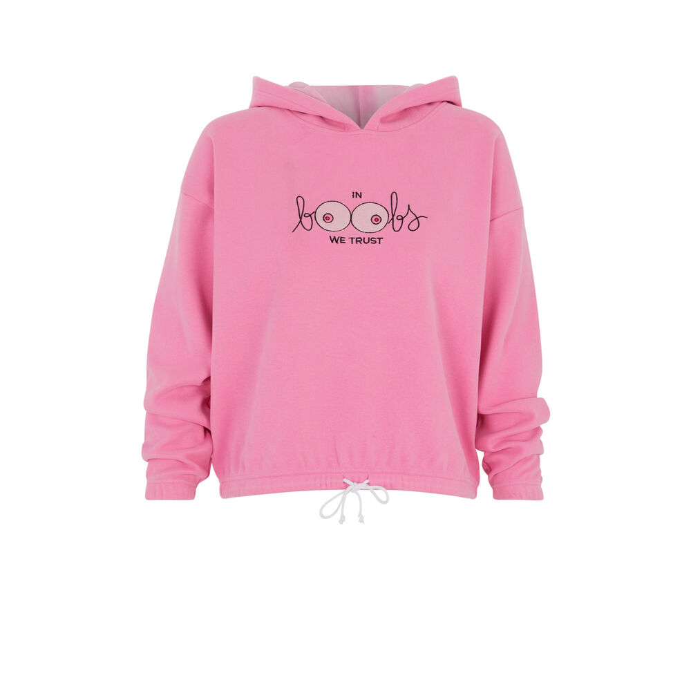 Sudadera in boobs we trust - rosa rosa.