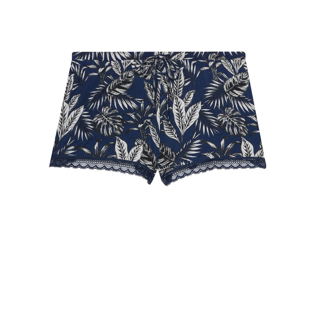 Short con motivos de hojas - azul azul.