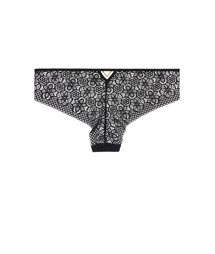 Braguita culotte de encaje con detalle de bisutería ethnobiz negro.