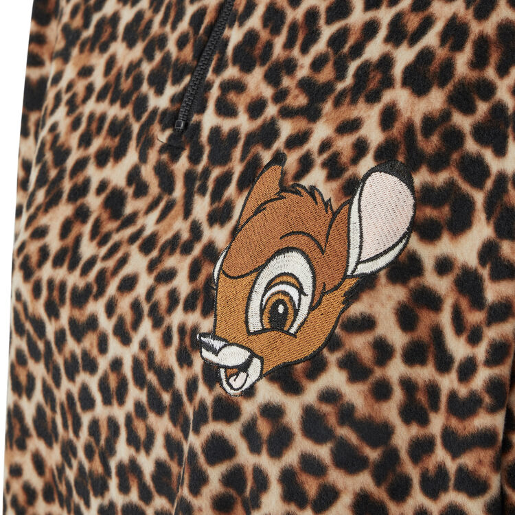 Sudadera polar con cremallera y estampado de leopardo toobambiz marrón.