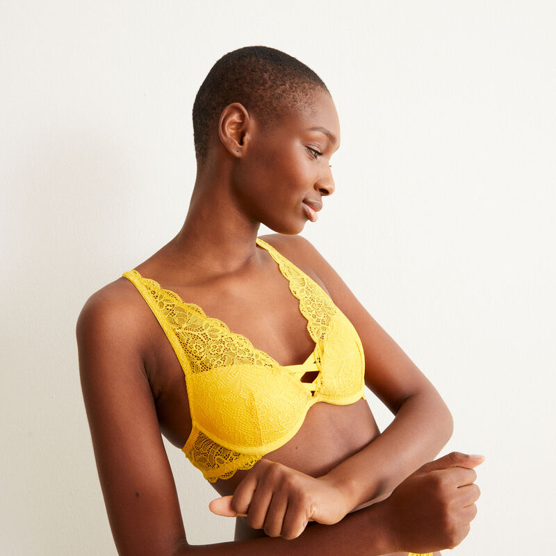 Sujetador push-up pañuelo de encaje - amarillo Sujetador push-up pañuelo de encaje - amarillo;
