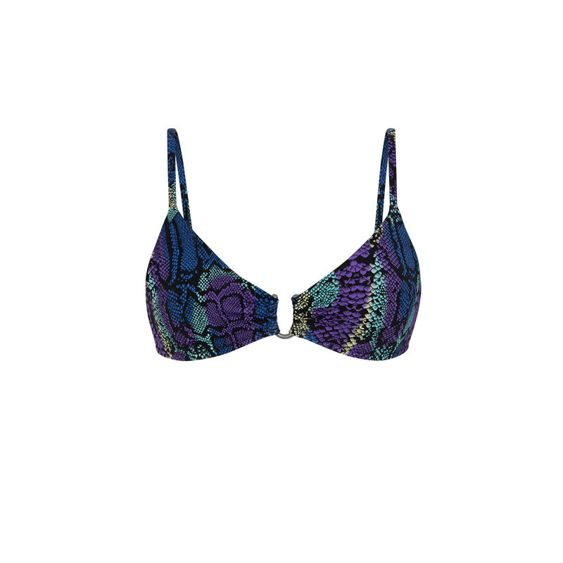 Parte de arriba de bikini de triángulo con estampado de serpiente - azul Parte de arriba de bikini de triángulo con estampado de serpiente - azul;