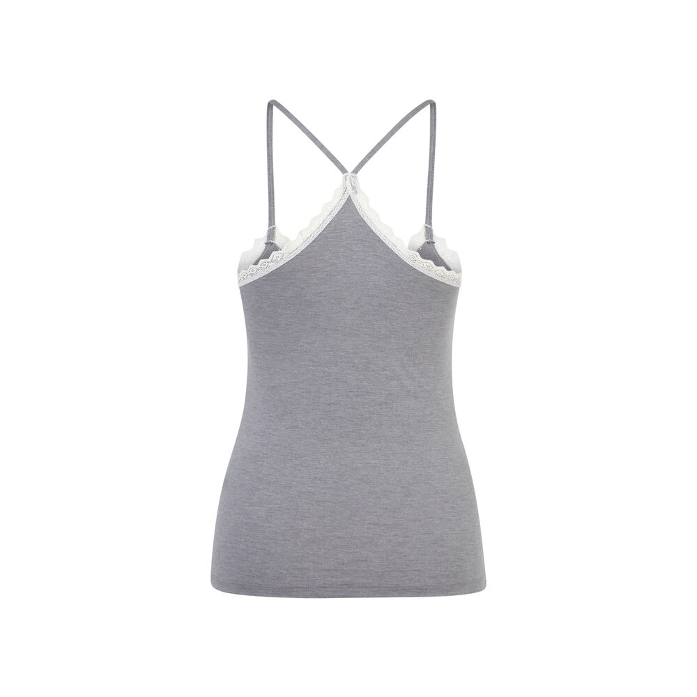 Top con tirantes finos y encaje - gris gris.