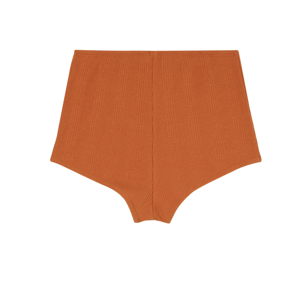 Shorts de punto con detalle de corsé - marrón marrón.