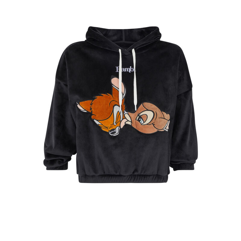 Sudadera de terciopelo con capucha bambisiz negro.
