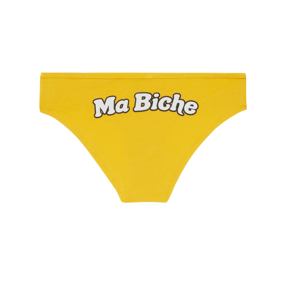 Braguita culotte con mensaje "ma biche" - amarillo amarillo.