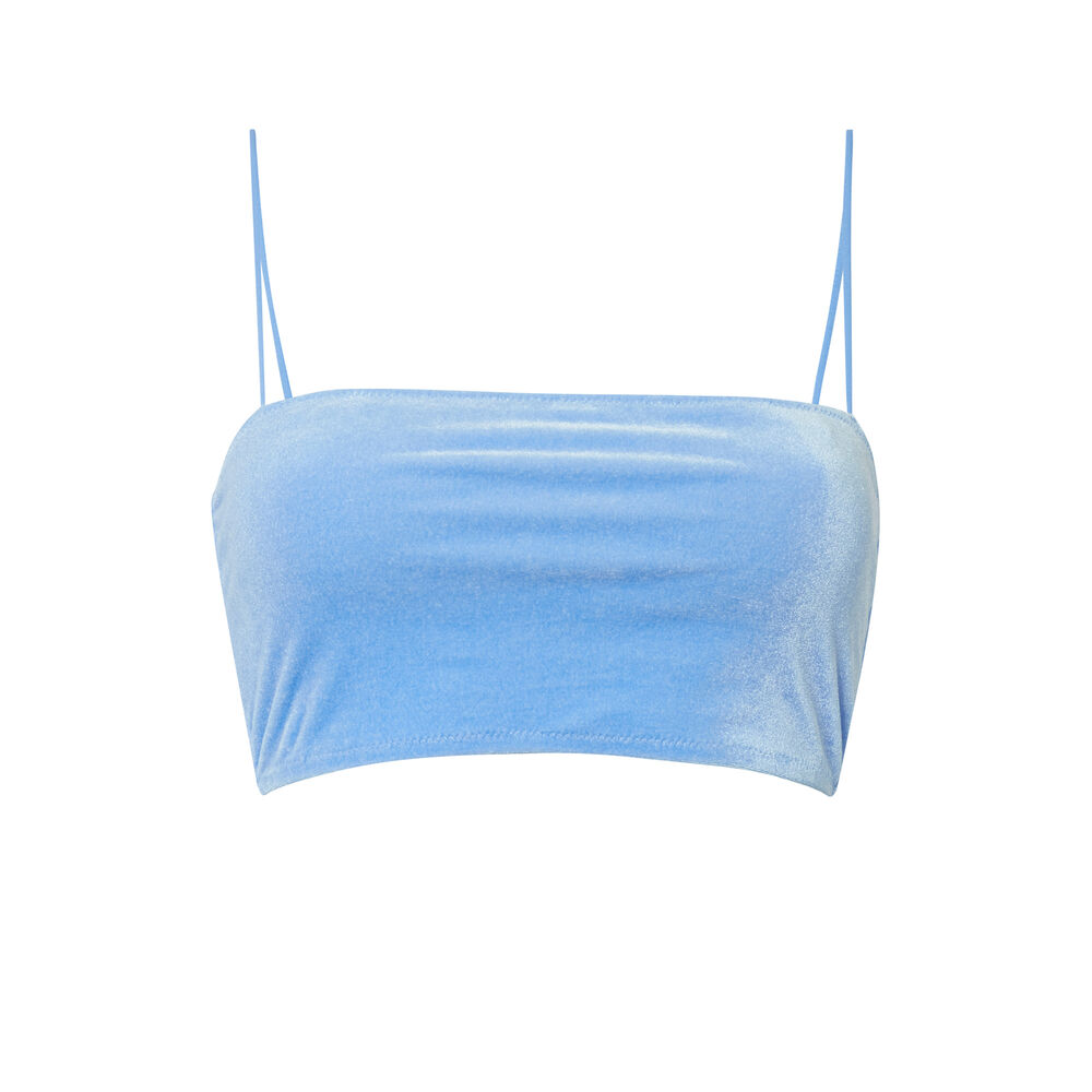Parte de arriba del bikini con banda de terciopelo - azul azul.
