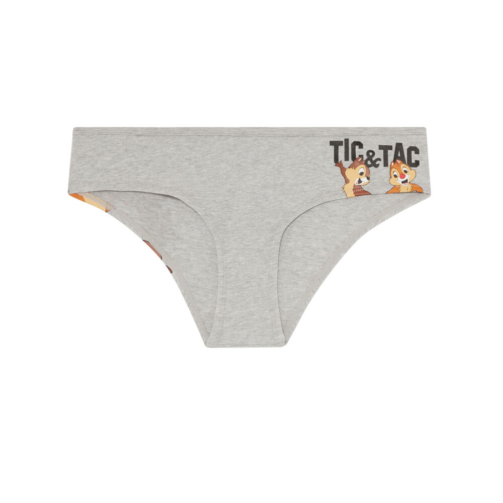 Braguita culotte con estampado chip y chop gris.