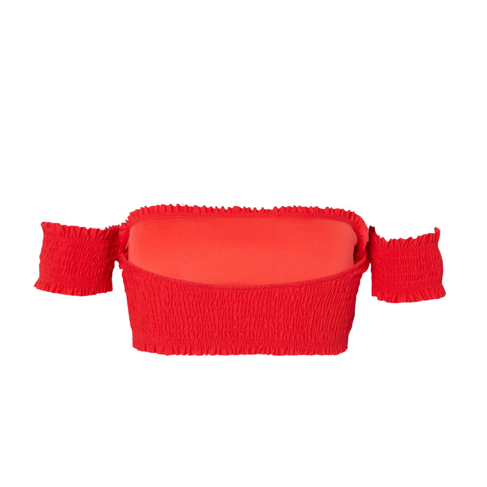 Parte de arriba de bikini tipo sujetador fruncido con mangas - rojo rojo.