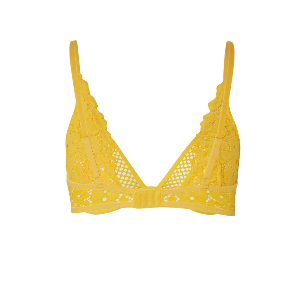 Sujetador de aumento corbeille de encaje con flores y rejilla - amarillo amarillo.