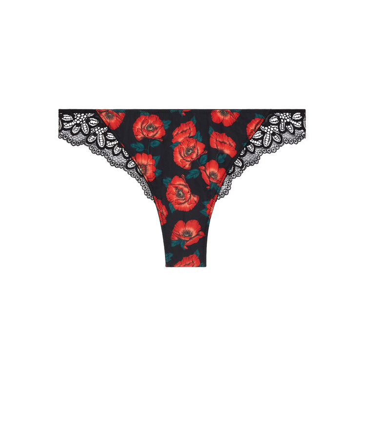 Braguita brasileña con estampado de flores - negra negro.