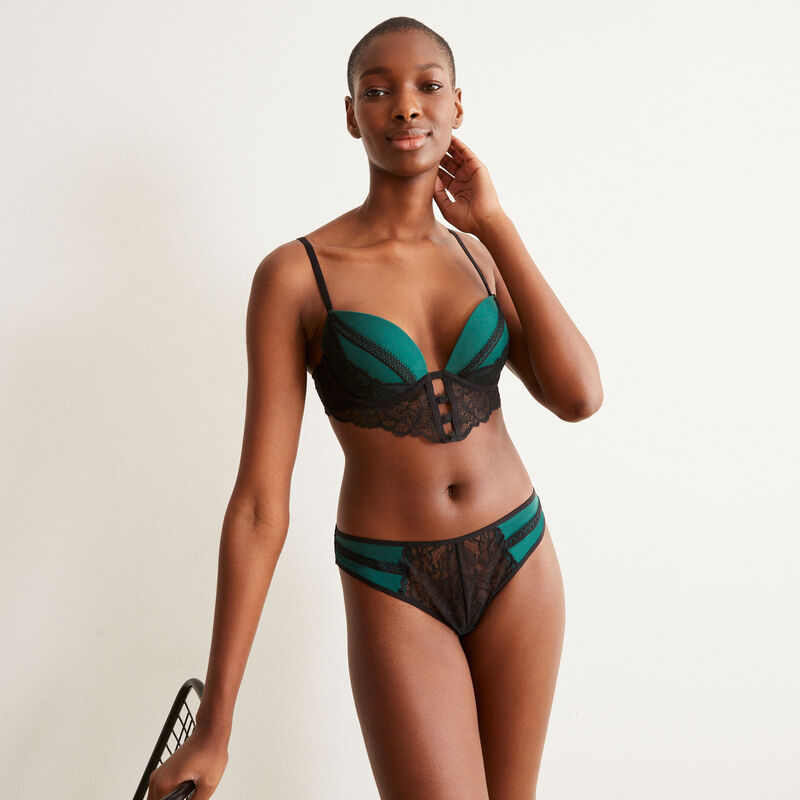 sujetador push-up de dos materiales - verde sujetador push-up de dos materiales - verde;