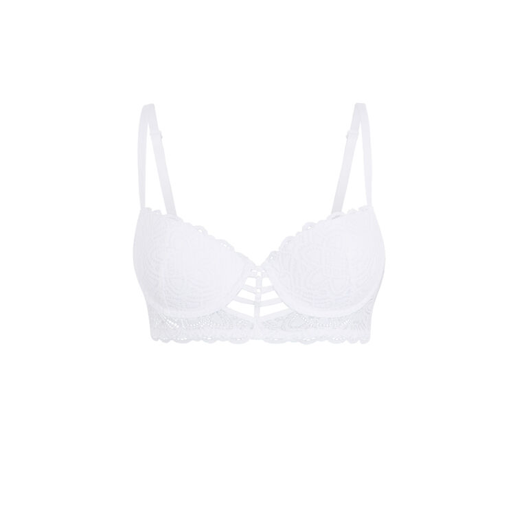 Sujetador corpiño push-up de encaje y cintas marceliz blanco.