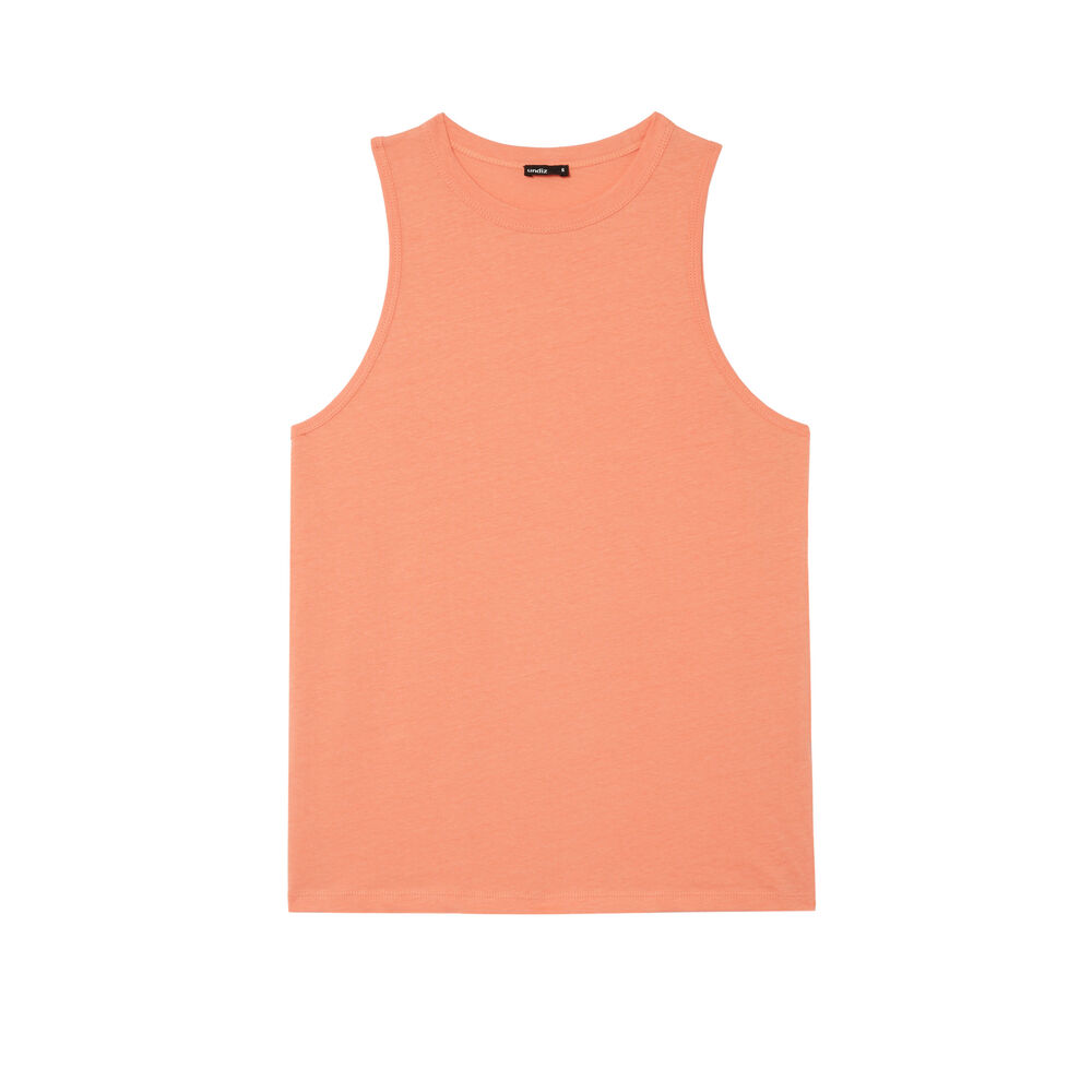 Top sin mangas unisex de punto - melocotón naranja.