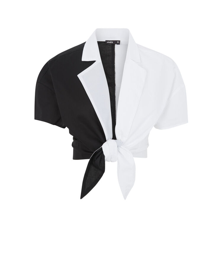 Top de camisa bicolor - negro negro.