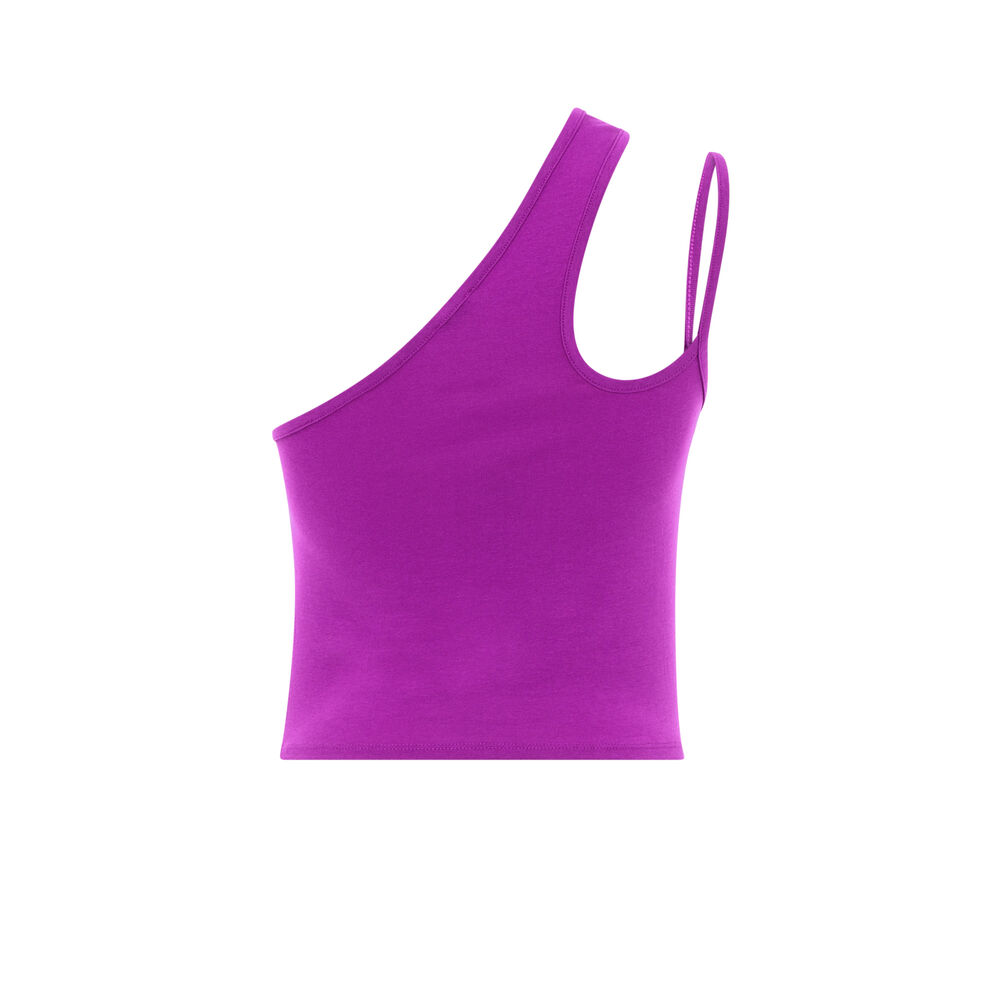 Top corto asimétrico liso - fucsia fucsia.