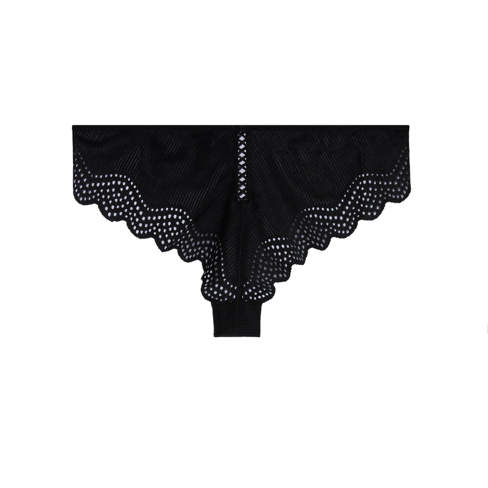 Braguita brasileña con detalle de encaje - negra negro.