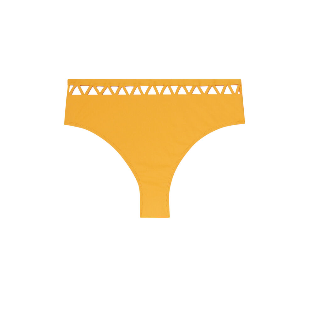 Parte de abajo de bikini braguita de talle alto con detalle azteca - naranja naranja.