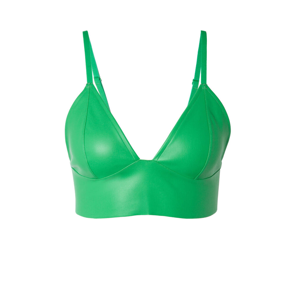 Sujetador triángulo verde sin aros efecto piel - verde verde.