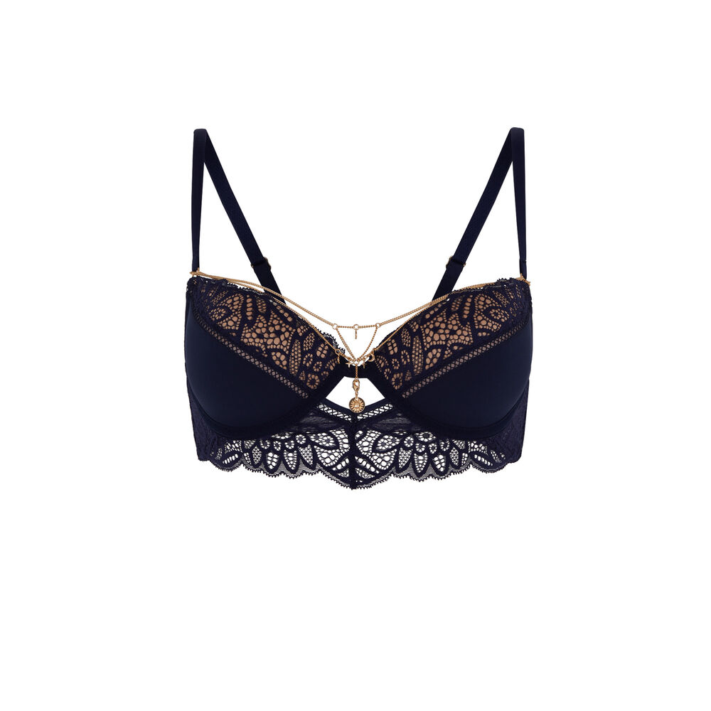 Sujetador corpiño push-up con joya - negro negro.