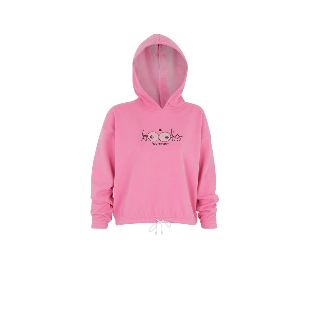 Sudadera in boobs we trust - rosa rosa.