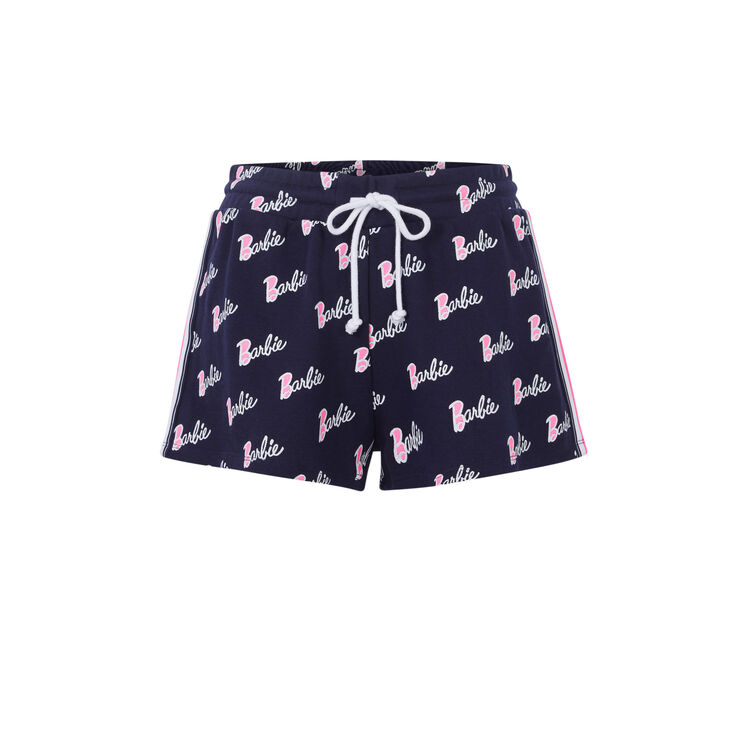 Shorts estampados logo barbie chambarbiz azul marino.