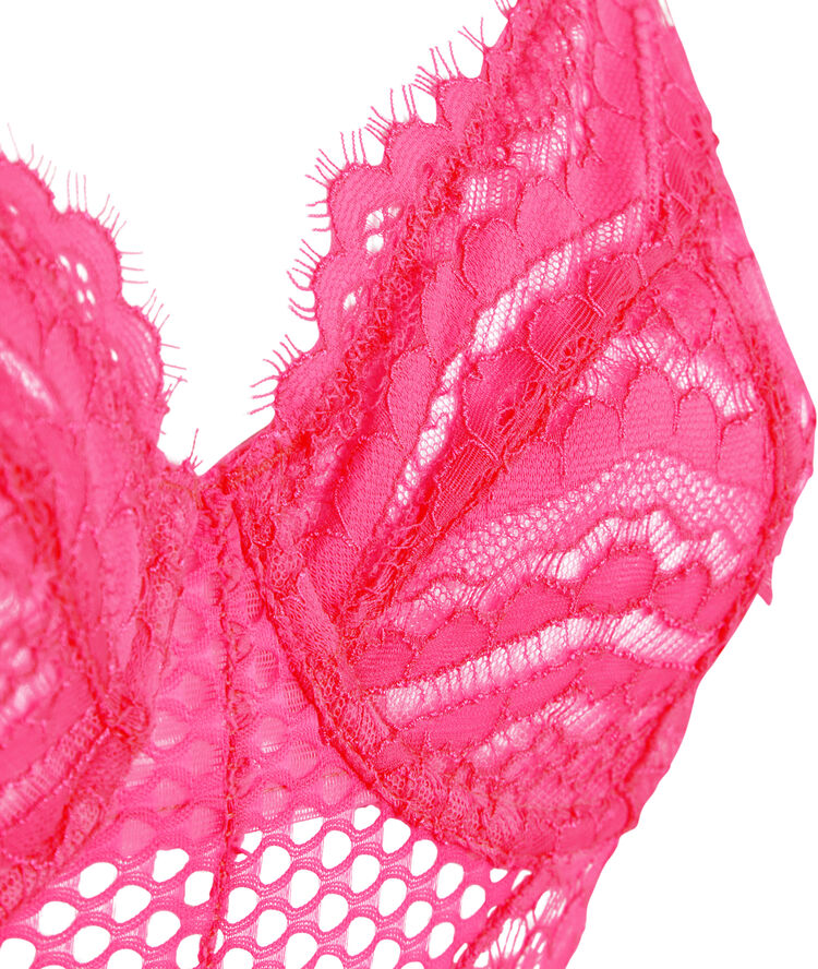Body de encaje con aros madonniz rosa.