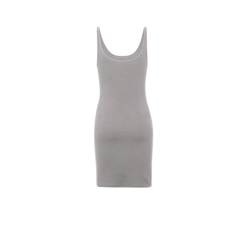 Vestido liso con forma de camiseta sin mangas - gris Vestido liso con forma de camiseta sin mangas - gris;